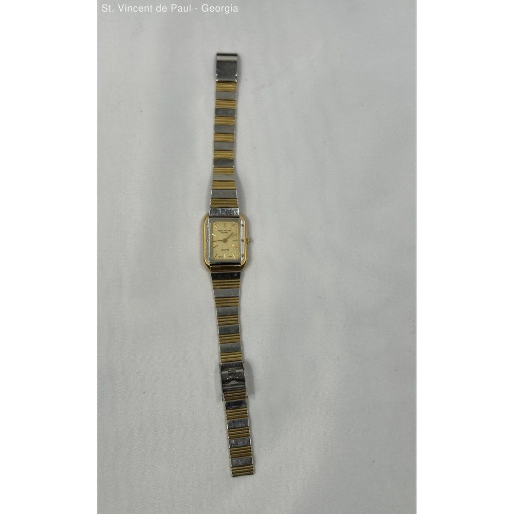 Vintage Patek Philippe Geneve 18k Gold Electroplated Two Tone Swiss Quartz Watch